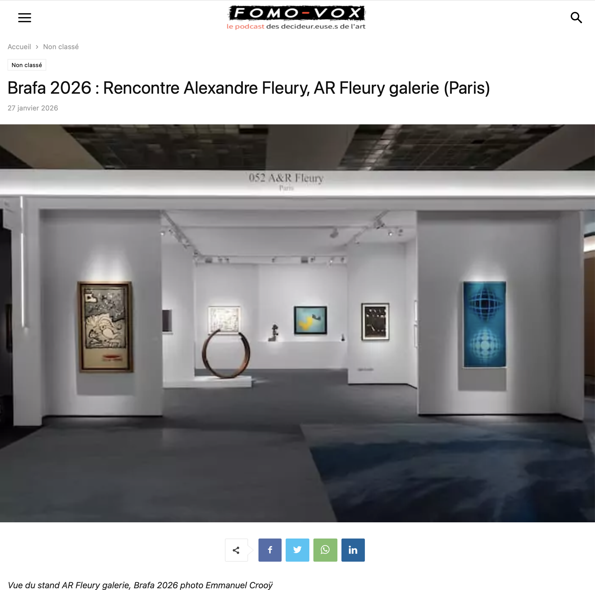 Brafa 2026 : Rencontre Alexandre Fleury, A&R Fleury galerie (Paris)