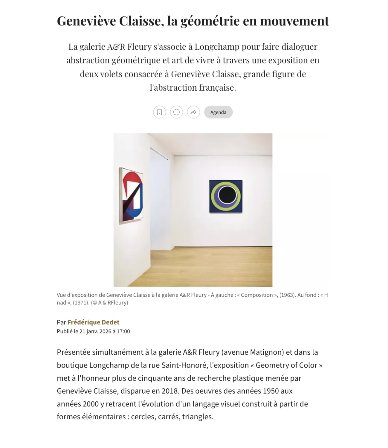 Geneviève Claisse, la géométrie en mouvement