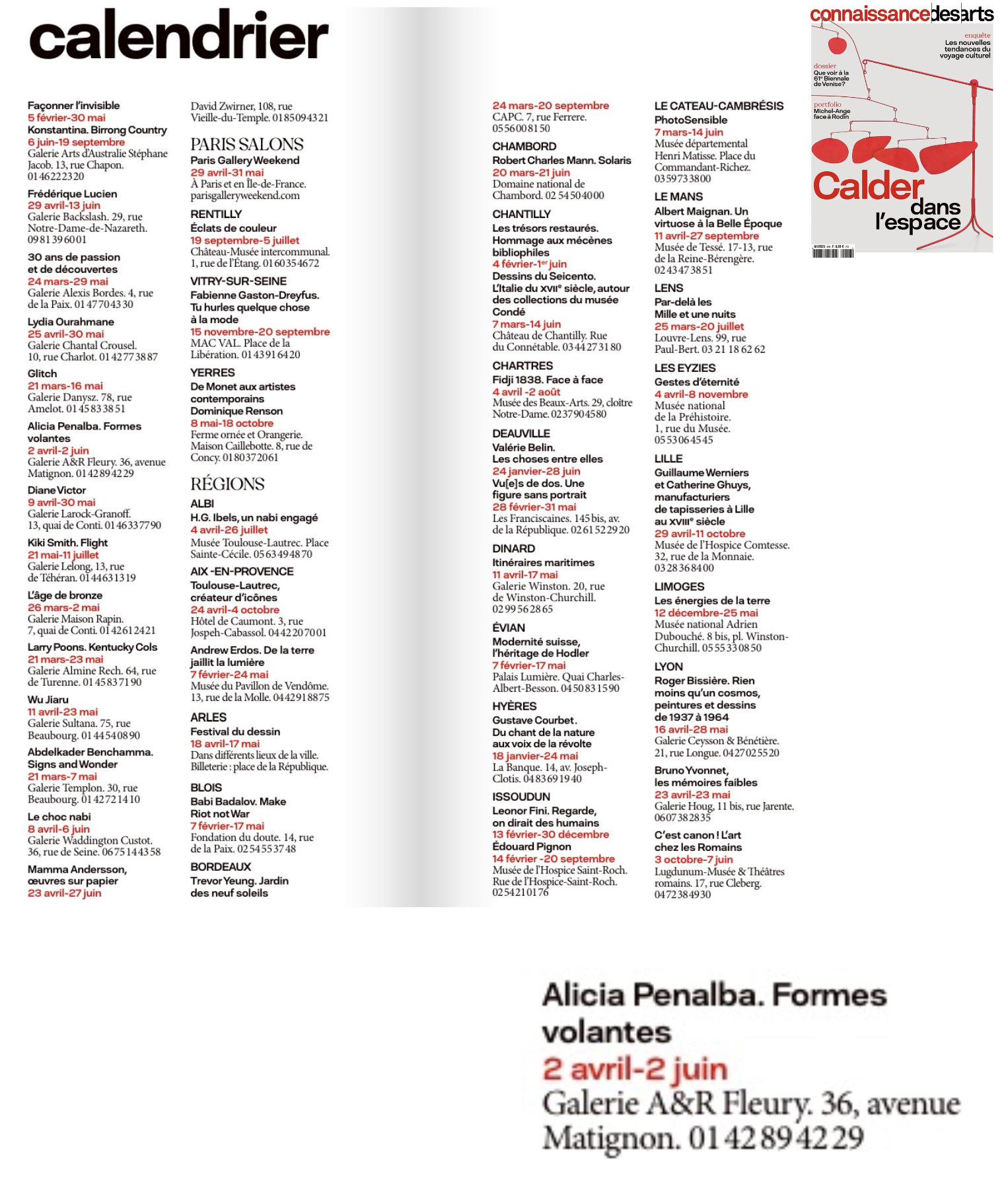 Calendrier des expositions